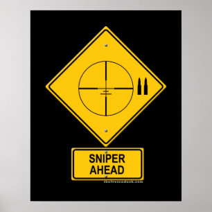 Poster Signal d'avertissement de sniper à l'avant (Crossh