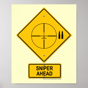 Poster Signal d'avertissement de sniper à l'avant (Crossh