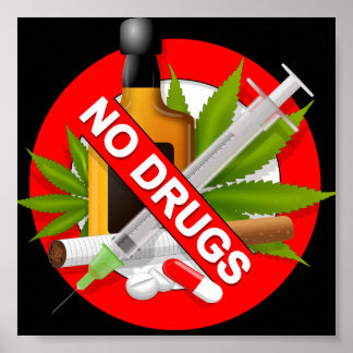 Poster Signal d'avertissement rouge avec médicaments