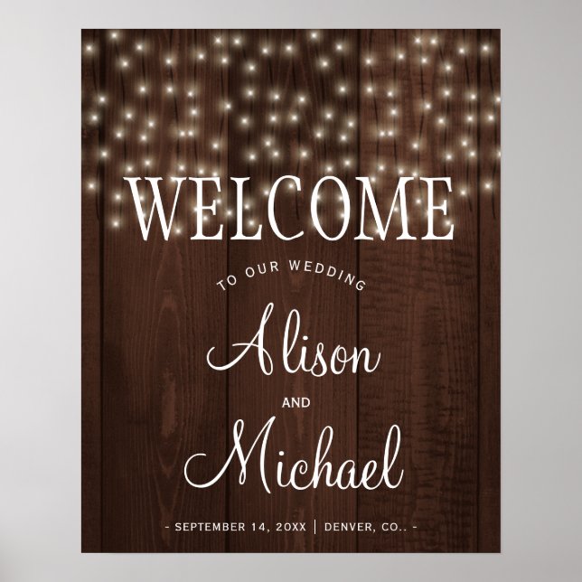 Poster Signal de bienvenue mariage de automne rustique au (Devant)