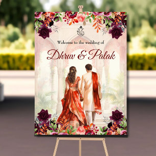 Poster Signal de bienvenue mariage indien Signal de coupl