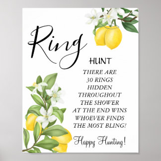 Poster Signal de jeu de douche nuptiale Lemony Ring