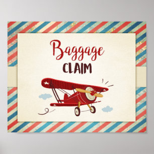 Poster Signal de réclamation de bagages Avion Anniversair