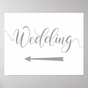 Poster Signal directionnel Mariage Argent Flèche gauche