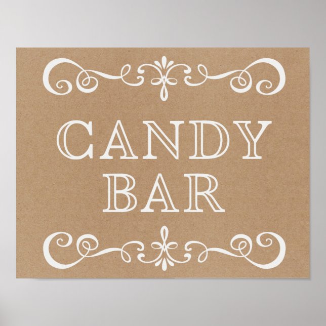 Poster Signal mariage - Barre de bonbons Panneau Rustique (Devant)