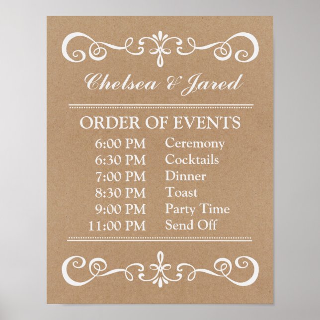 Poster Signal mariage - Calendrier Mariage Signal rustiqu (Devant)