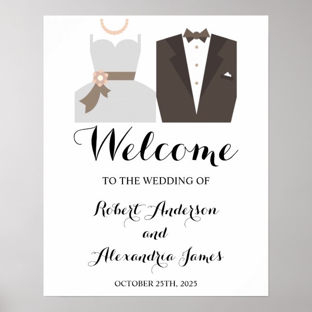 Poster Signal Mariage de bienvenue de mariée et de chambr (Devant)