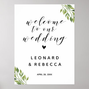 Poster Signal mariage de bienvenue verdure botanique