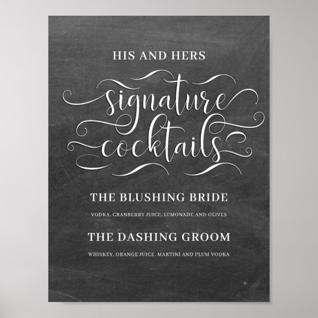 Poster Signal Mariage de cocktails Signature de Sa et Ses (Devant)