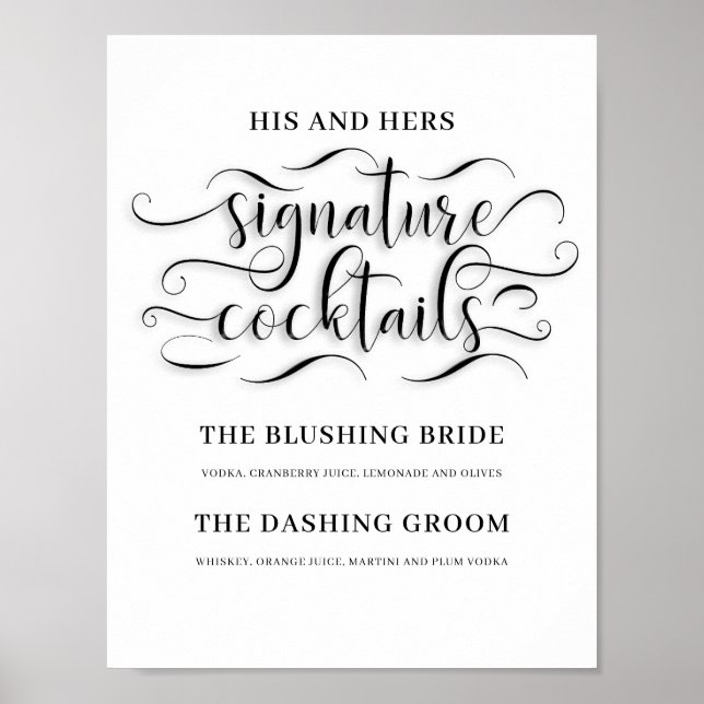 Poster Signal Mariage de cocktails Signature de Sa et Ses (Devant)