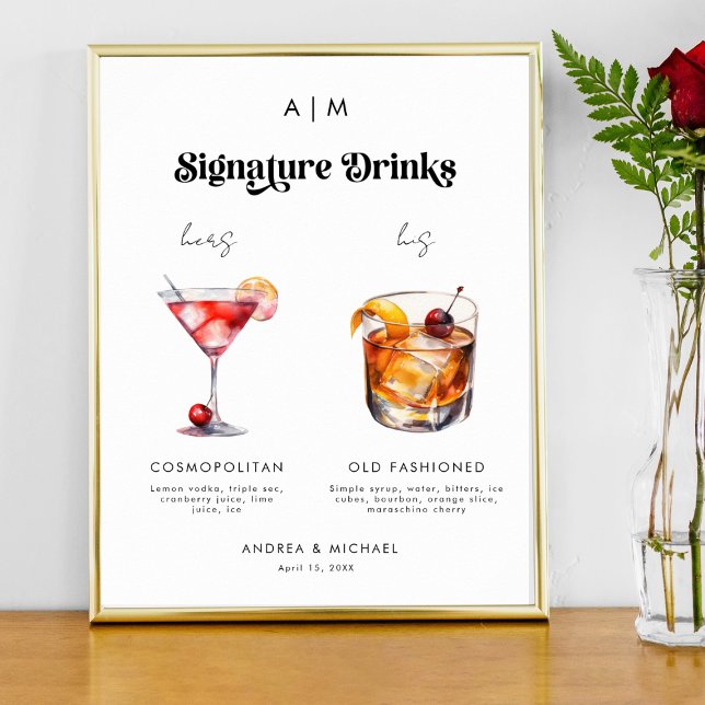 Poster Signal Mariage de la mariée de la signature rétro (Créateur téléchargé)