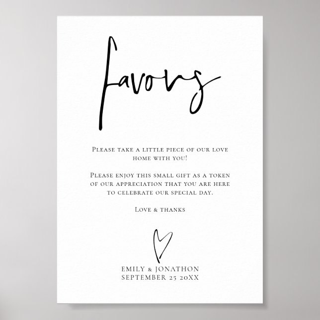 Poster Signal Mariage manuscrit Faveurs de script imprima (Devant)