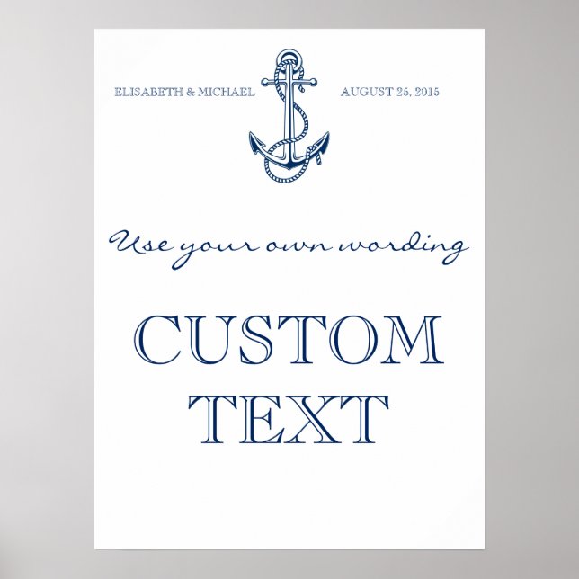 Poster Signal Mariage nautique | Texte personnalisé | MOD (Devant)