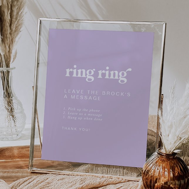 Poster Signal Mariage Retro Summer Lavender Audio (Retro Summer Lavender Audio Guestbook Wedding Sign)