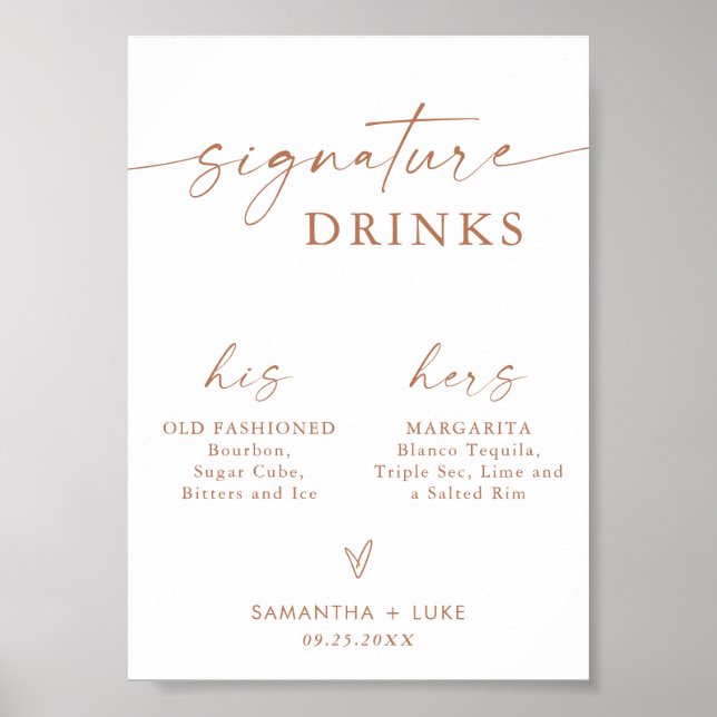 Poster Signal mariage Signal boisson, Panneau barre moder (Devant)