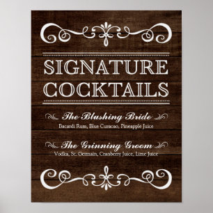Poster Signal mariage - Signature Cocktail Rustique Maria