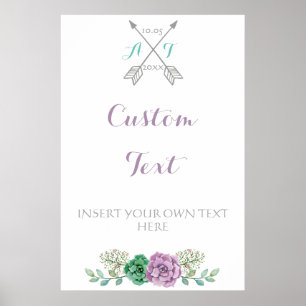 Poster Signal mariage Texte personnalisé, fleur bothaniqu