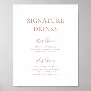 Poster Signal Rose or signature simple et élégant Boisson
