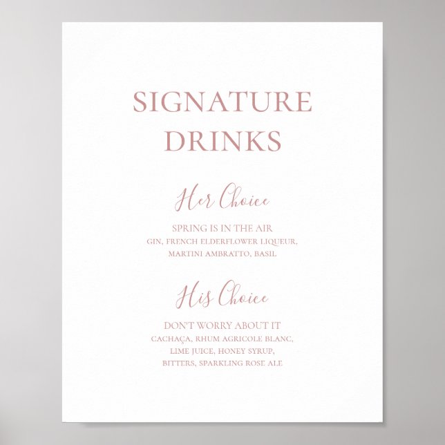 Poster Signal Rose or signature simple et élégant Boisson (Devant)