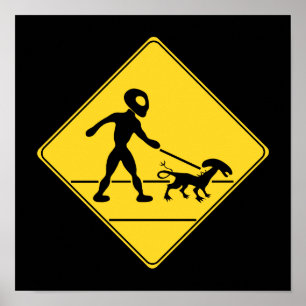 Poster Signal routier - Passage Alien
