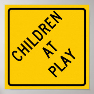 Poster Signal routier pour enfants en jeu