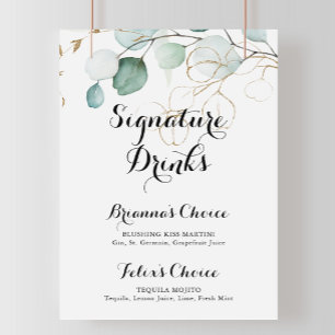 Poster Signal Rustique Eucalyptus Gold Signature Boissons