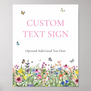 Poster Signal texte personnalisé fleur sauvage Mariage