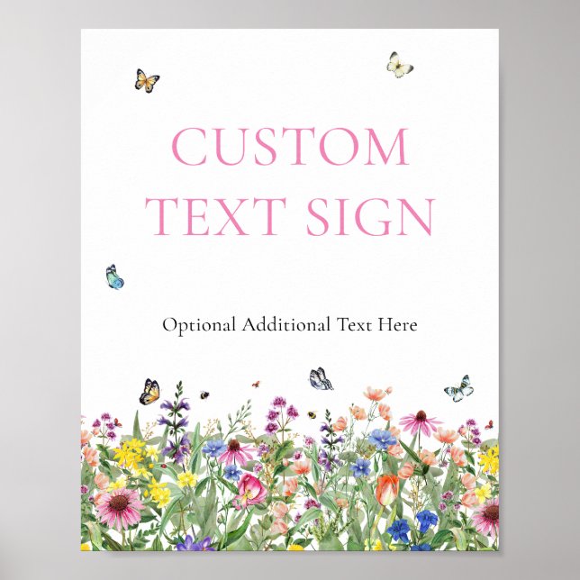 Poster Signal texte personnalisé fleur sauvage Mariage (Devant)