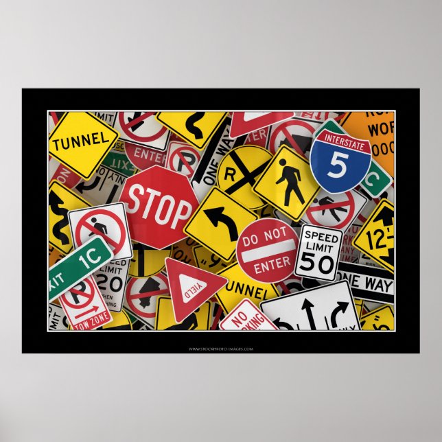 Poster signalisation routière américaine (Devant)