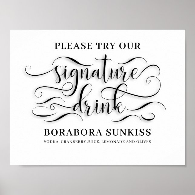 Poster Signature Boire Bar Mariage Signer (Devant)