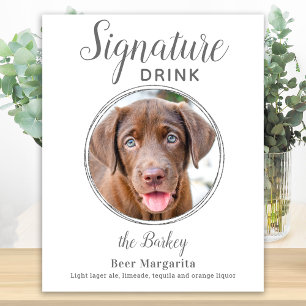 Poster Signature Boire Élégant Argent Pet Mariage Photo