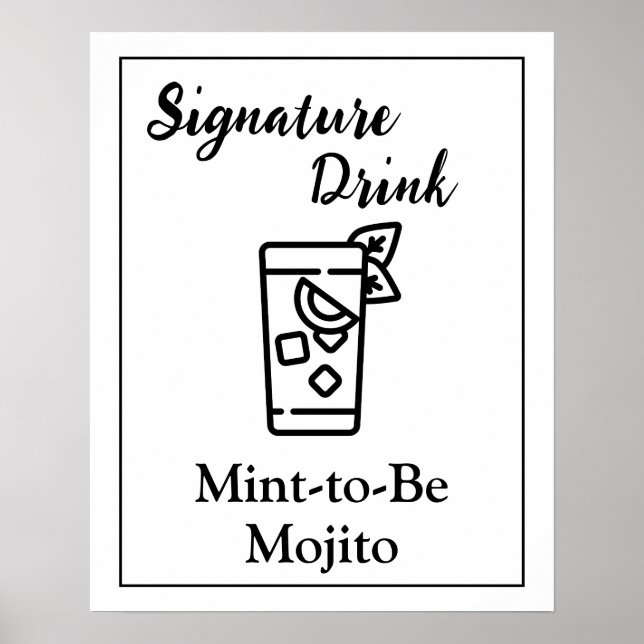 Poster Signature Boire Signer pour la barre Mariage (Devant)