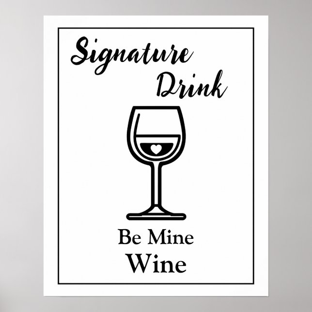 Poster Signature Boire Signer pour le vin de barre Mariag (Devant)