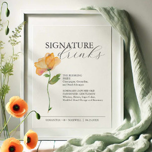 Poster Signature Boissons 8x10 Floral Mariage Signal
