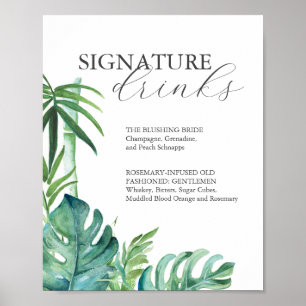 Poster Signature Boissons 8x10 Mariage tropical