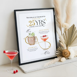 Poster Signature Boissons Mariage Anniversaire Cocktail M