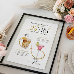 Poster Signature Boissons Mariage Anniversaire Cocktail M