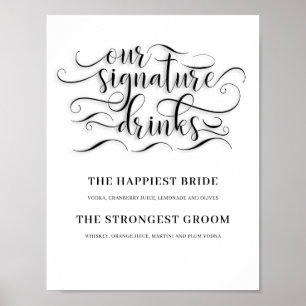 Poster Signature Boissons Mariage Bar Signer