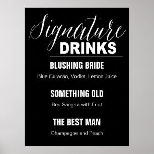 Poster Signature Boissons Mariage signe arrière - plan no