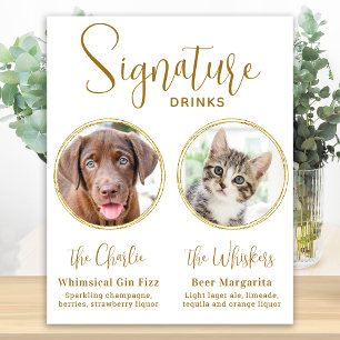 Poster Signature Boissons Pet Mariage Gold Alcohol Bar