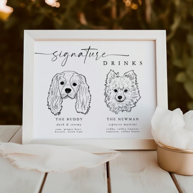 Poster Signature Chien moderne Boissons Mariage Bar Anima (Créateur téléchargé)