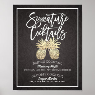 Poster Signature Cocktail Boisson Menu Mariage Décor Post