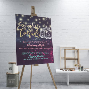 Poster Signature Cocktail Boisson Menu Mariage Décor Sign