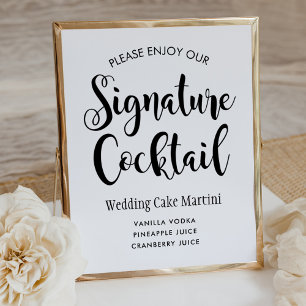 Poster Signature Cocktail de mariage en écriture grasse
