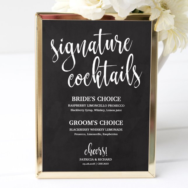 Poster Signature Cocktails Chalkboard Mariage Signal (Créateur téléchargé)