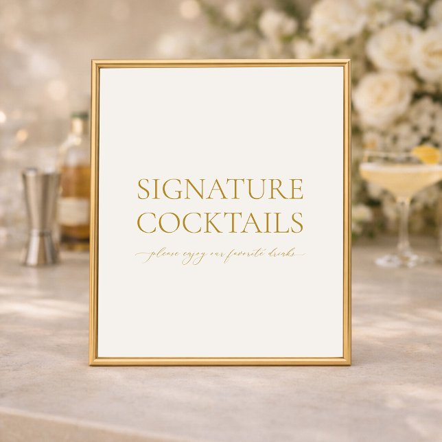 Poster Signature Cocktails Elegant Wedding Bar Sign (Créateur téléchargé)