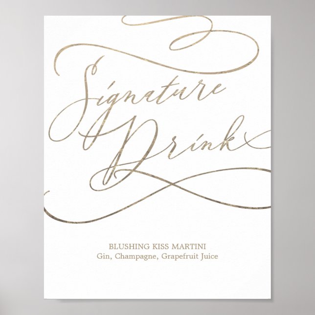 Poster Signature de calligraphie or romantique Signet boi (Devant)