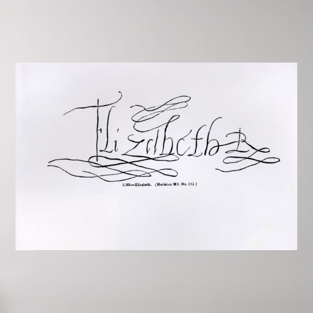 Poster Signature de la reine Elizabeth I (Devant)