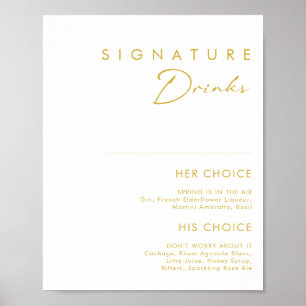 Poster Signature de police d'or minimaliste moderne Boiss