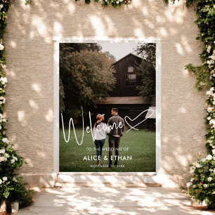 Poster Signature de script Cœur Bienvenue Photo de mariag